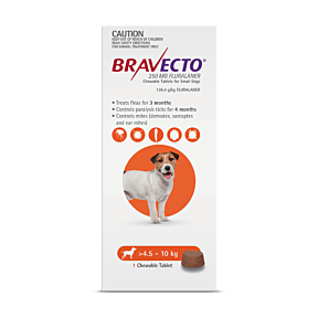 Bravecto Chewables Dog Small 4.5-10kg Orange 1 Pack - Expires 12/23