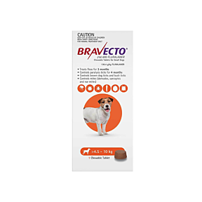Bravecto Chewables Dog Small 4.5-10kg Orange Updated