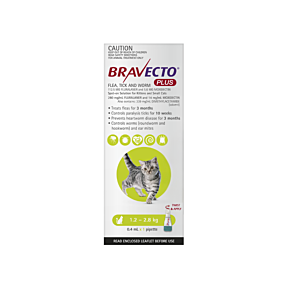 Bravecto Plus Cat 1.2-2.8kg Green