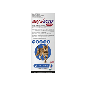 Bravecto Plus Cat 2.8-6.25kg Blue