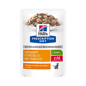 Hill's Prescription Diet Cat c/d Urinary Stress Multicare Stress + Metabolic Weight Chicken in Gravy 12 x 85g
