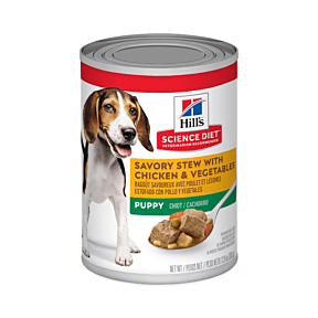Hill's Science Diet Dog Puppy Savoury Chicken & Vegetable Stew 12 x 363g front