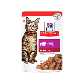 Hill's Science Diet Adult Cat with Beef 12 x 85g front