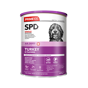 PRIME100 SPD Air-Dried Turkey & Flaxseed 600g Short Expiry