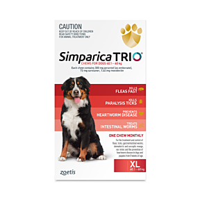 Simparica Trio Chewables Dog Extra Large 40.1 - 60kg Red