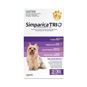 Simparica Trio Dog Extra Small 2.6 - 5kg Purple 3 Chews Update